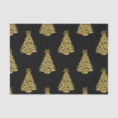 Golden Christmas Trees on Black Christmas Seidenpapier (Vorderseite)