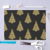 Golden Christmas Trees on Black Christmas Seidenpapier (Handwerk)
