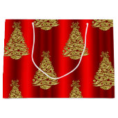 Golden Christmas Trees on Red Große Geschenktüte (Vorderseite)