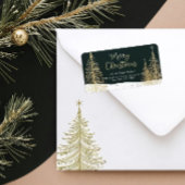 Golden Christmas Trees Return Address Label Adressaufkleber