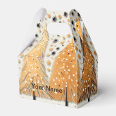 Golden Christmas Trees Shiny Snowflakes Holidays Geschenkschachtel (Rückseite)