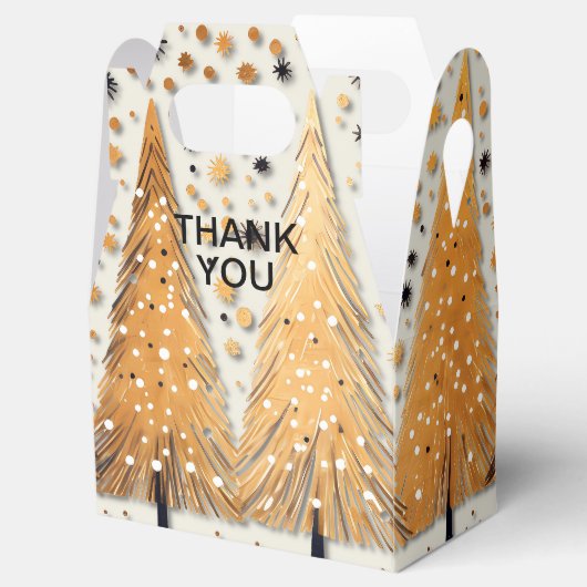 Golden Christmas Trees Shiny Snowflakes Holidays Geschenkschachtel (Geöffnet)