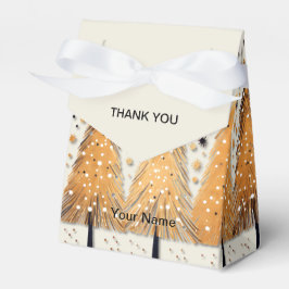 Golden Christmas Trees Shiny Snowflakes Holidays Geschenkschachtel