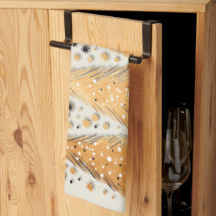 Golden Christmas Trees Shiny Snowflakes Holidays Geschirrtuch