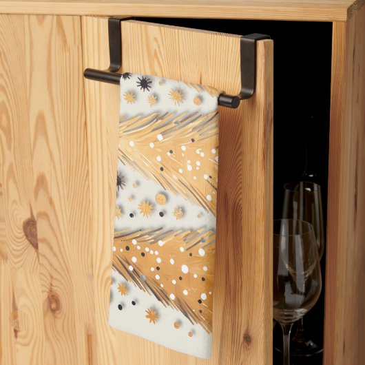 Golden Christmas Trees Shiny Snowflakes Holidays Geschirrtuch (Drittel gefaltet)