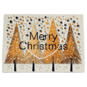 Golden Christmas Trees Shiny Snowflakes Holidays Große Geschenktüte (Vorderseite)