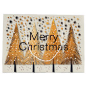 Golden Christmas Trees Shiny Snowflakes Holidays Große Geschenktüte (Rückseite)