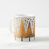 Golden Christmas Trees Shiny Snowflakes Holidays Kaffeetasse (Vorderseite Links)