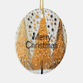 Golden Christmas Trees Shiny Snowflakes Holidays Keramik Ornament (Rechts)