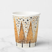 Golden Christmas Trees Shiny Snowflakes Holidays Pappbecher (Rechts)