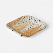 Golden Christmas Trees Shiny Snowflakes Holidays Pappteller (Gewinkelt)