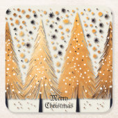 Golden Christmas Trees Shiny Snowflakes Holidays Rechteckiger Pappuntersetzer (Vorderseite)