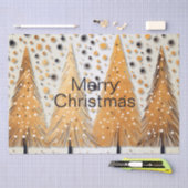 Golden Christmas Trees Shiny Snowflakes Holidays Seidenpapier (Handwerk)
