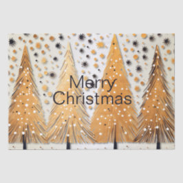 Golden Christmas Trees Shiny Snowflakes Holidays Seidenpapier