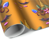 Golden Christmas Unicorn Geschenkpapier (Rolleneckpunkt)