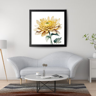 Golden Chrysanthemum Aquarelldruck Fotodruck