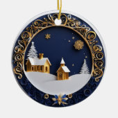 Golden Churches Paper-Cut Style Starry Night Keramik Ornament (Vorne)