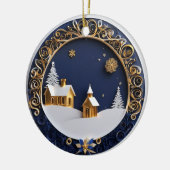 Golden Churches Paper-Cut Style Starry Night Keramik Ornament (Links)