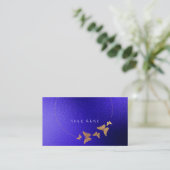 Golden Circle Blue Cobalt Butterfly Black Visitenkarte (Stehend Vorderseite)