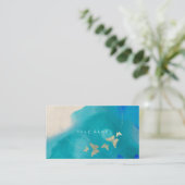 Golden Circle Blue Cobalt Butterfly Wasserfarbe Visitenkarte (Stehend Vorderseite)