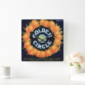 Golden Circle Brand Oranges Crate Label Quadratische Wanduhr (Zuhause)
