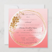Golden Circle Peach Bubble Geburtstag Ombre Einladung (Vorderseite)