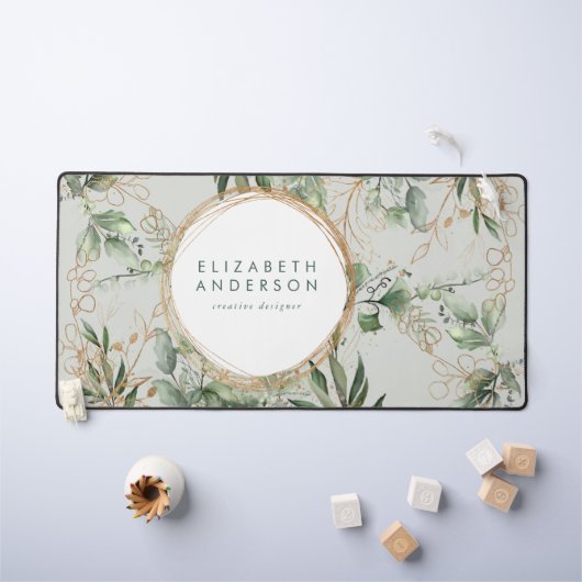 Golden Circles Eucalyptus Elegante Grüne große Mau Schreibtischunterlage (Kindertisch)