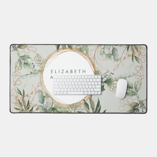 Golden Circles Eucalyptus Elegante Grüne große Mau Schreibtischunterlage (Tastatur & Maus)