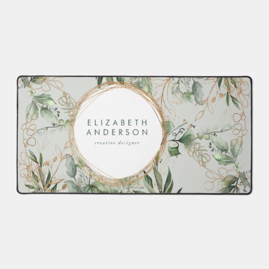 Golden Circles Eucalyptus Elegante Grüne große Mau Schreibtischunterlage (Vorderseite)