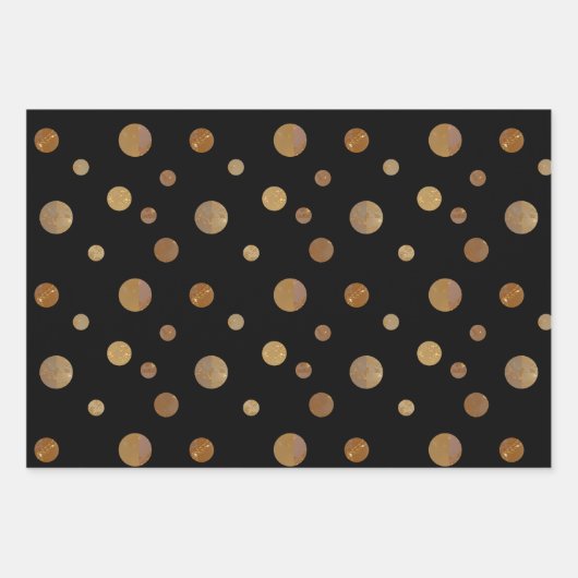 Golden Circles Polka Dots Geometric Black Geschenkpapier Set (Vorderseite 2)