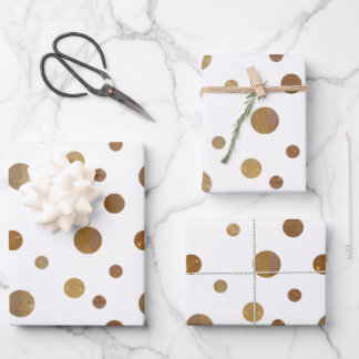 Golden Circles Polka Dots Geometric White Geschenkpapier Set
