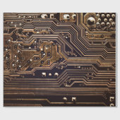 Golden circuit board. Electronic computer hardware Geschenkpapier (Flach)
