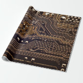 Golden circuit board. Electronic computer hardware Geschenkpapier (Ungerollt)