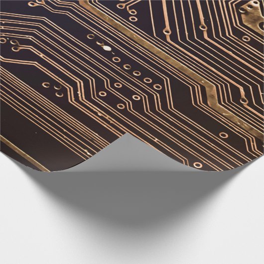 Golden circuit board. Electronic computer hardware Geschenkpapier (Ecke)