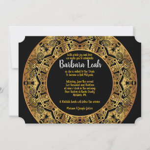 GOLDEN Circular Bat Mitzvah Einladung