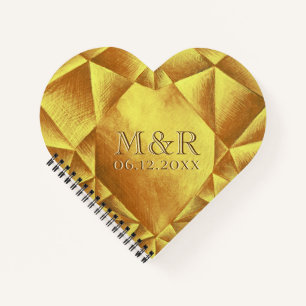 Golden Citrine Watercolor Herz Hochzeitstag Notizblock
