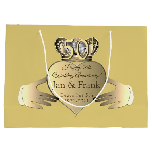 Golden Claddaugh  Große Geschenktüte (Rückseite)