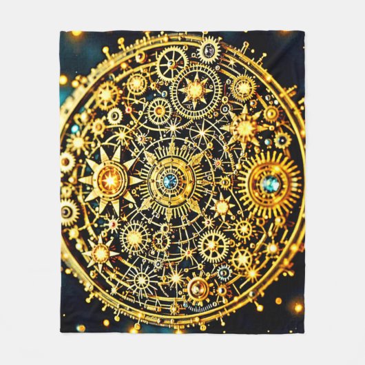 Golden Clockwork Celestial Art Fleecedecke (Vorderseite)