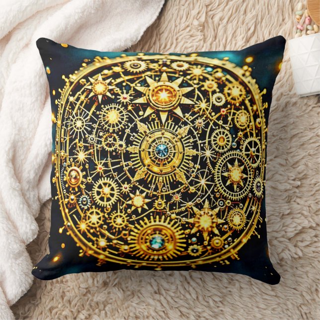 Golden Clockwork Celestial Art Kissen (Decke)