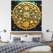Golden Clockwork Celestial Art Leinwanddruck (Insitu (Schlafzimmer))
