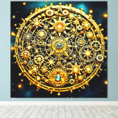 Golden Clockwork Celestial Art Leinwanddruck (Insitu (Holzboden))