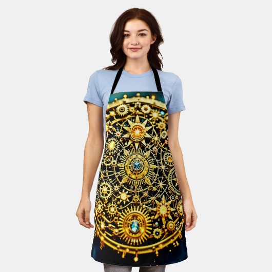 Golden Clockwork Celestial Art Schürze (Getragen)