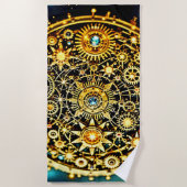 Golden Clockwork Celestial Art Strandtuch (Vorderseite)