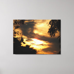 Golden Clouded Sunrise Wrapped Canvas Print Leinwanddruck