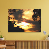 Golden Clouded Sunrise Wrapped Canvas Print Leinwanddruck (Insitu (Wohnzimmer))