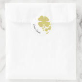 Golden Clover Kleeblatt Elegantes Imitat Runder Aufkleber (Tasche)