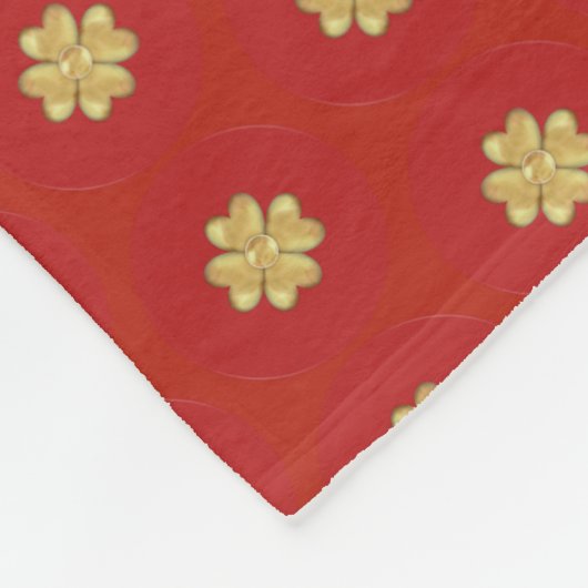 Golden Clover Pattern auf Maroon Red Fleecedecke (Ecke)