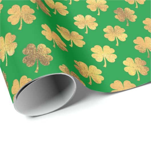 Golden Clover Pattern St. Patrick's Day Geschenkpapier (Rolleneckpunkt)