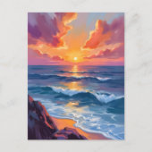 Golden Coast | Ocean Sunset Watercolor Painting Postkarte (Vorderseite)