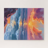 Golden Coast | Ocean Sunset Watercolor Painting Puzzle (Horizontal)